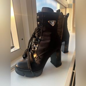 Nylon Prada heel boots